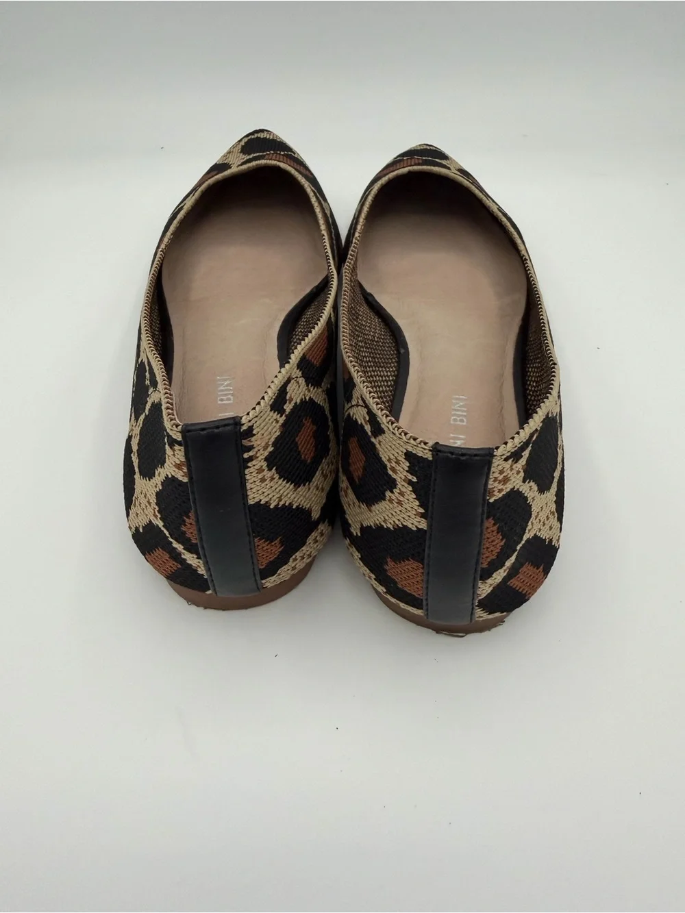 Gianni Bini Knit Leopard-Print Flats in Brown and Black
